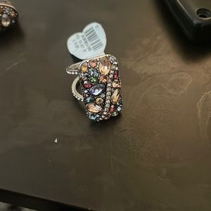 Brighton Trust Your Journey Ring with different color gems, silver gems on side